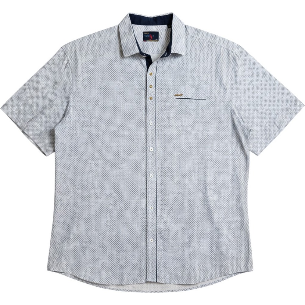 Sea Horse Button Down Shirt 6XL White Blue Geometric Short Sleeve Preppy